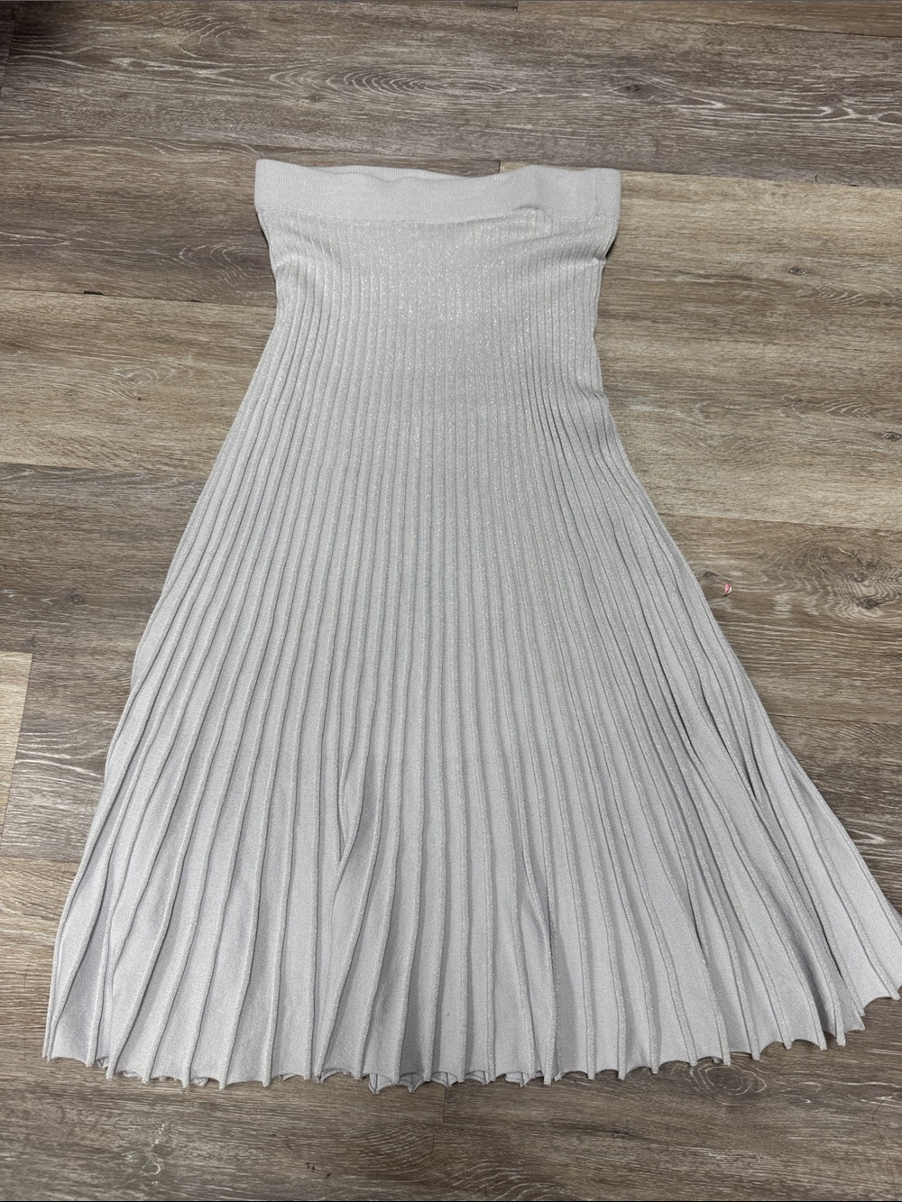 525 America nwt Strapless Pleated Maxi Skirt - Light Gray